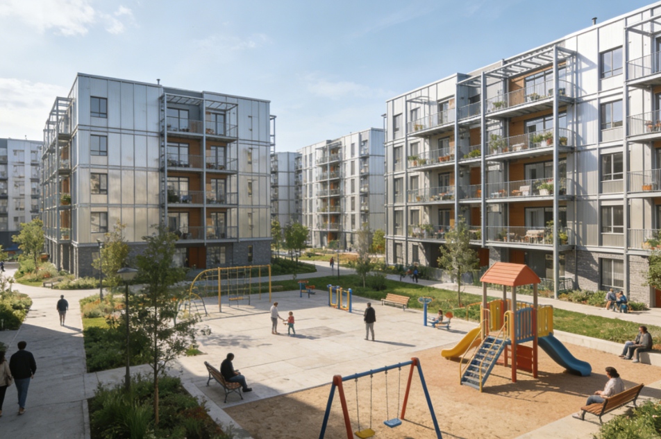 Fertigbauwohnung in Stahlkonstruktion