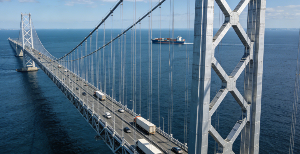 Ponte marítima de estrutura de aço