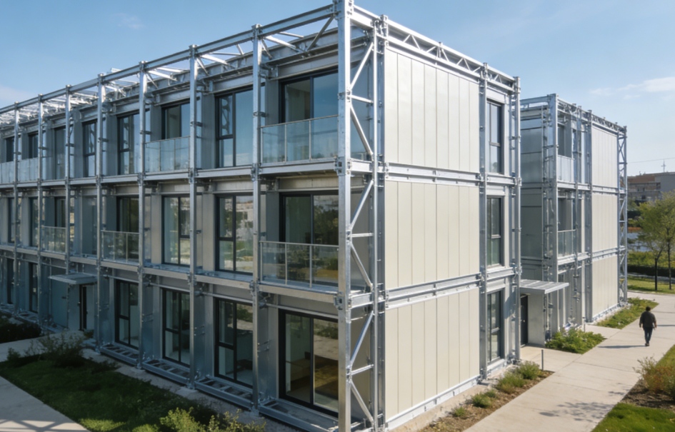 Fertigbauwohnung in Stahlkonstruktion