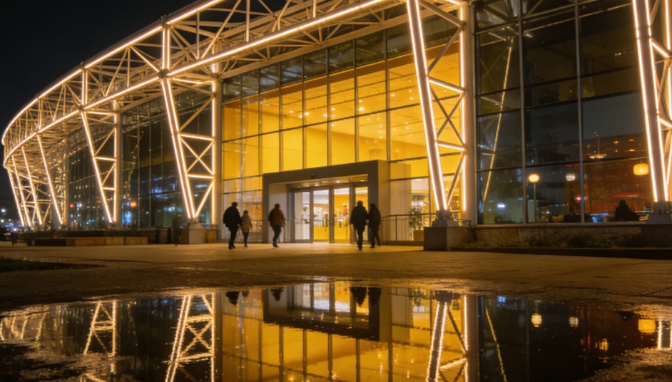 Banketzalen met een stalen constructie.