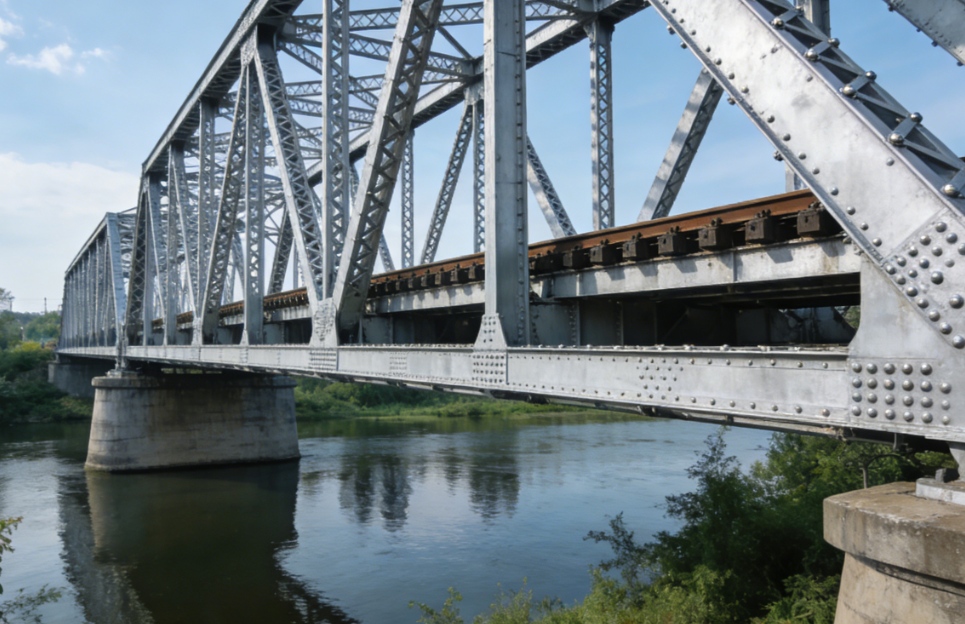 Eisenbahnbrücke mit Stahlkonstruktion