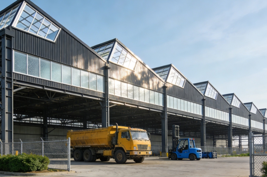 Hangares de aeropuerto con estructura de acero