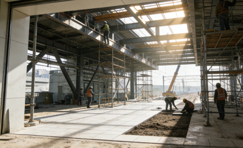 estação de alta velocidade em estrutura de aço