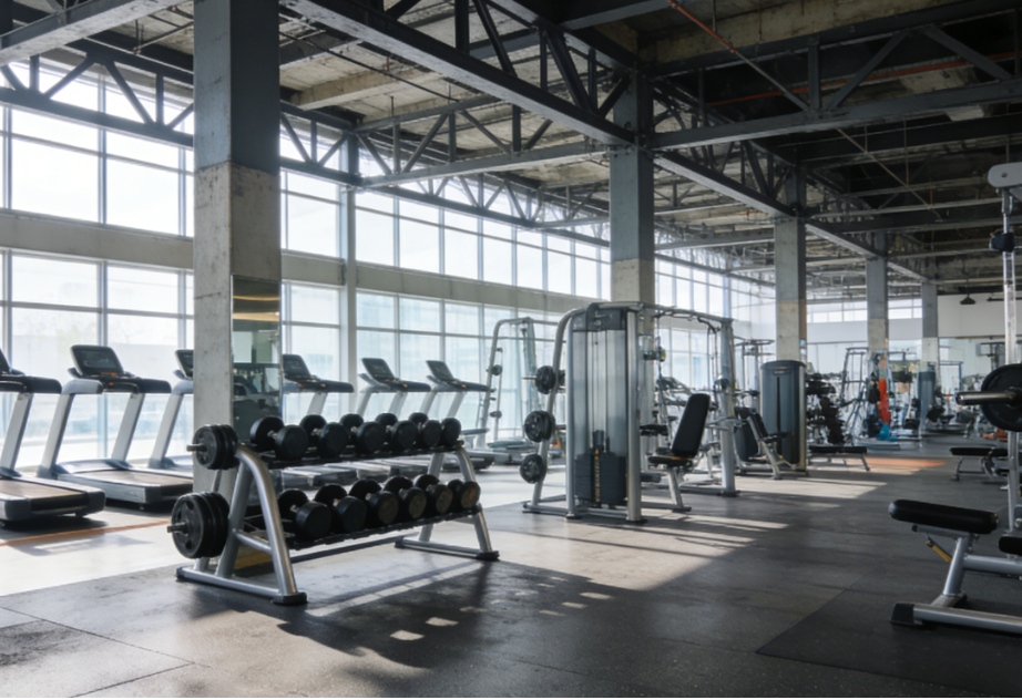 Gimnasio con estructura de acero