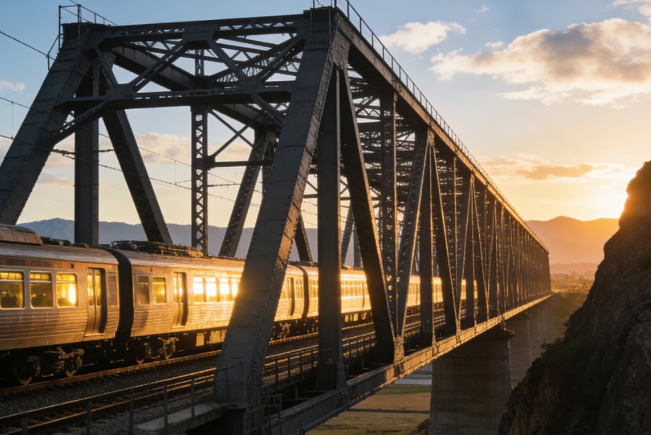 Eisenbahnbrücke mit Stahlkonstruktion