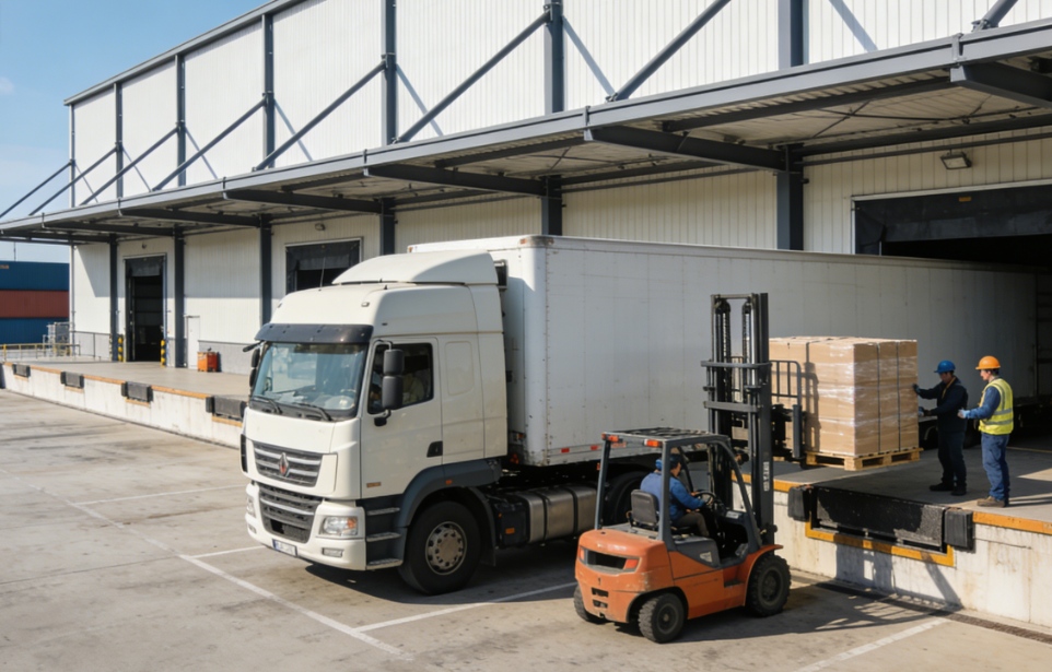 Sistema de transporte de almacén con estructura de acero