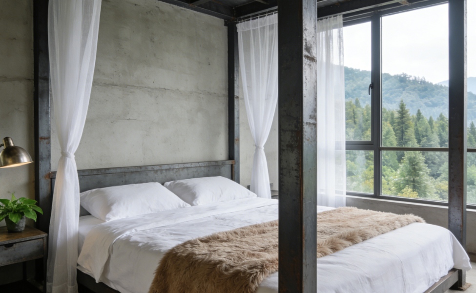 Stalen constructie vakantiehuisjes