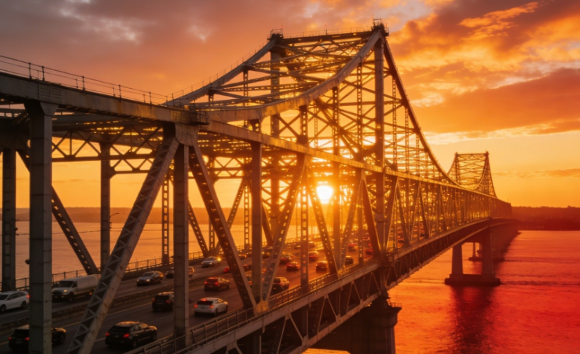Pontes sobre o mar com estrutura em aço