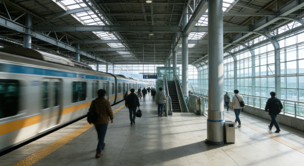 Estación de metro de estructura de acero.