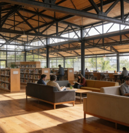 Sala de leitura de estrutura de aço