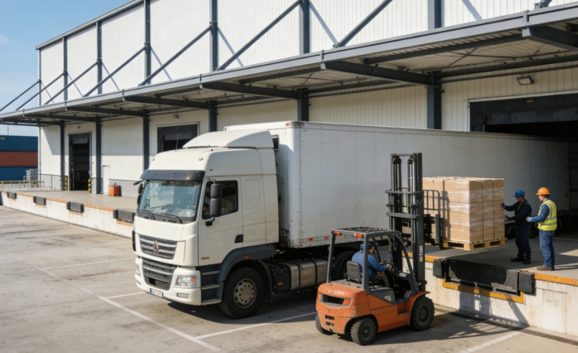 Sistema de transporte de almacén con estructura de acero