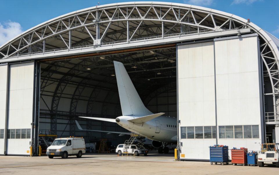 Hangars de maintenance d'aéronefs à structure métallique
