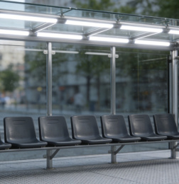 Bushaltestelle aus Stahlkonstruktion