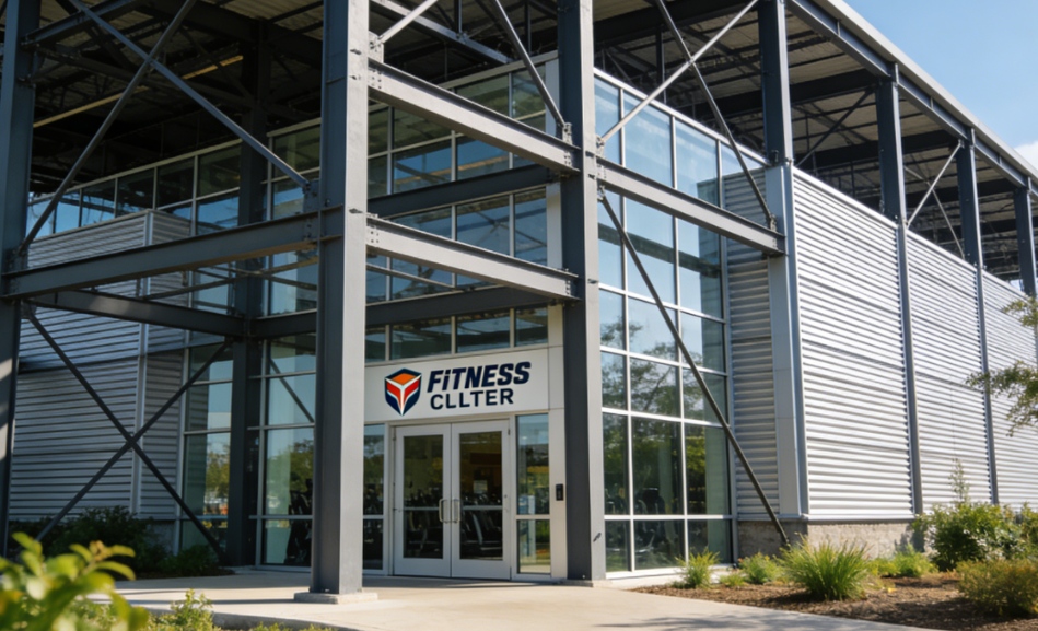 Gimnasio con estructura de acero