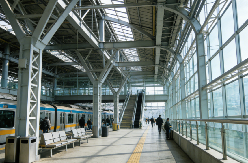 Estación de metro de estructura de acero.