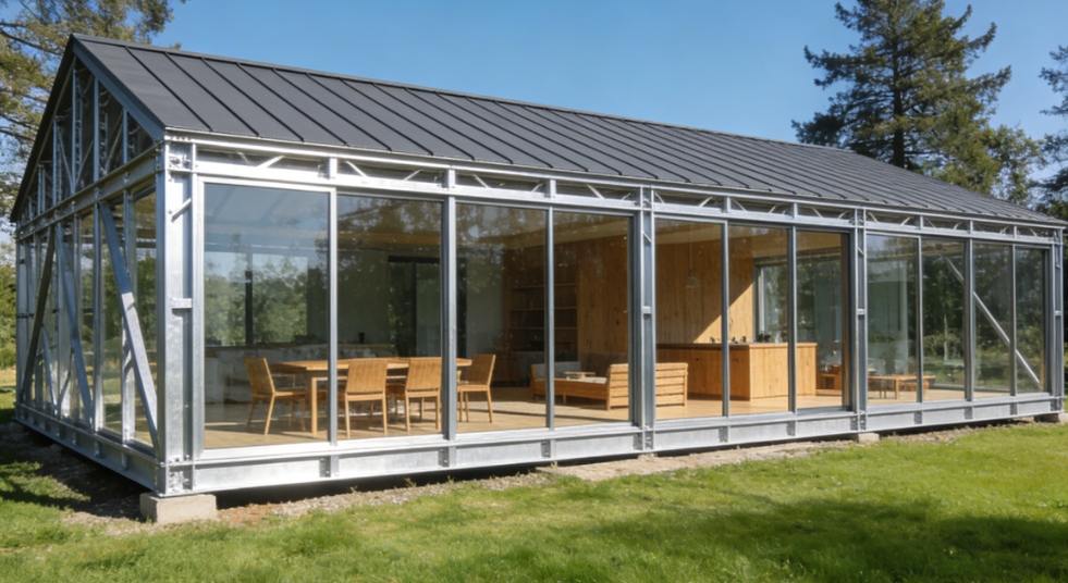 Stalen constructie vakantiehuisjes