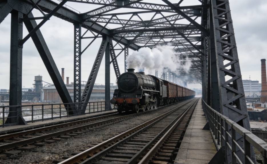 Eisenbahnbrücke mit Stahlkonstruktion