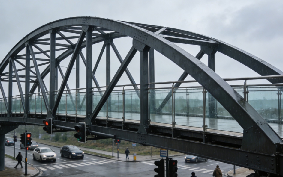 Стальная конструкция пешеходного надземного перехода