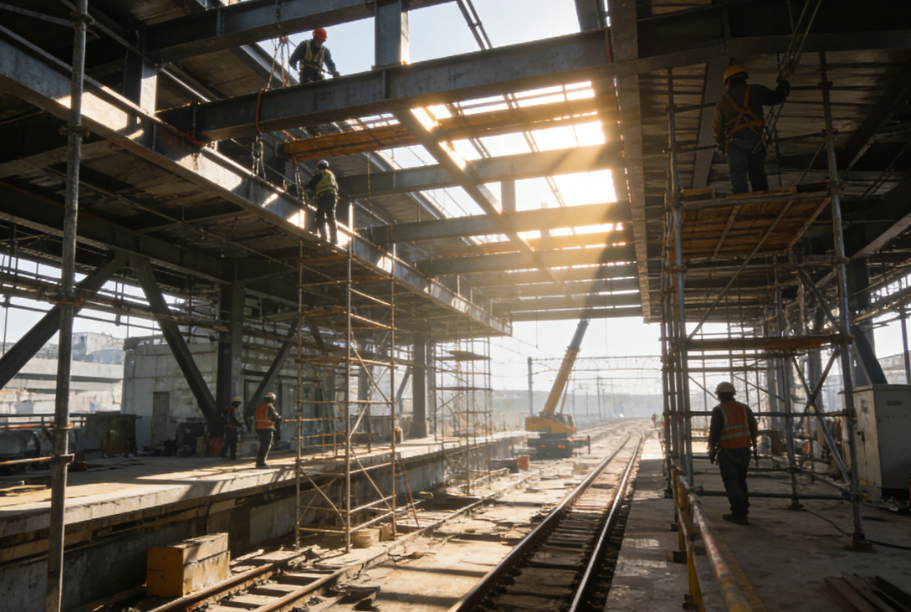 Muundo wa chuma kituo cha reli ya mwendo kasi