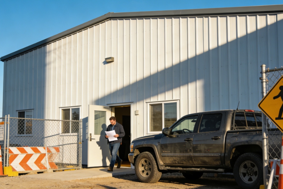 Temporäres Büro in Stahlkonstruktion