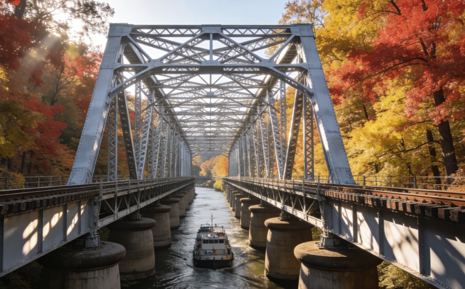 Eisenbahnbrücke mit Stahlkonstruktion