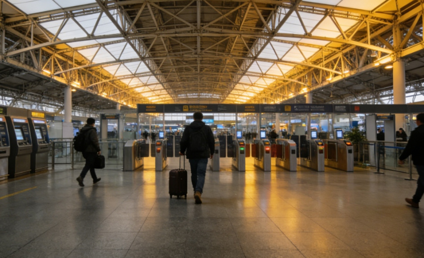 estação de alta velocidade em estrutura de aço