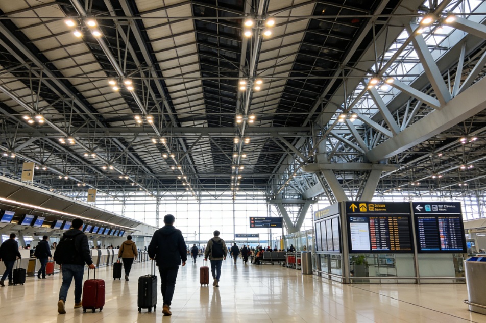 Terminalgebäude mit Stahlkonstruktion