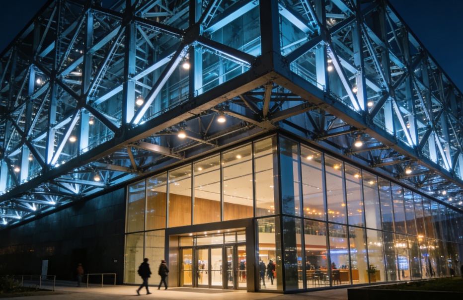 Sala de concertos em estrutura de aço