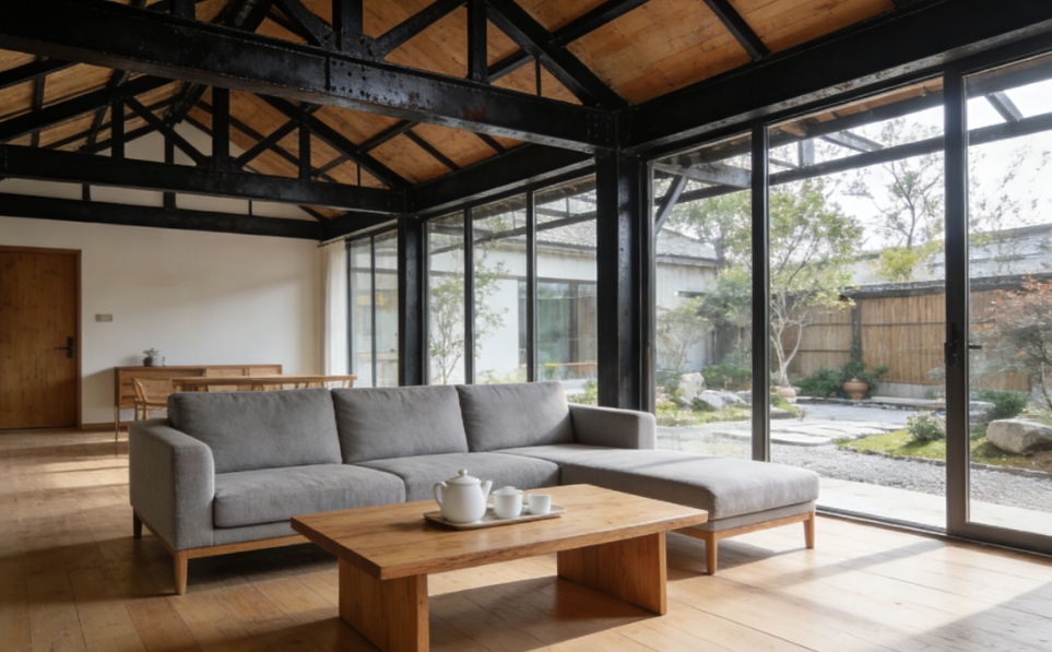 Stalen constructie vakantiehuisjes