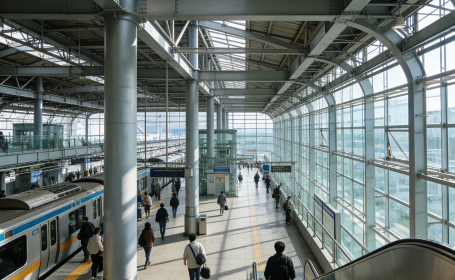 Estación de metro de estructura de acero.