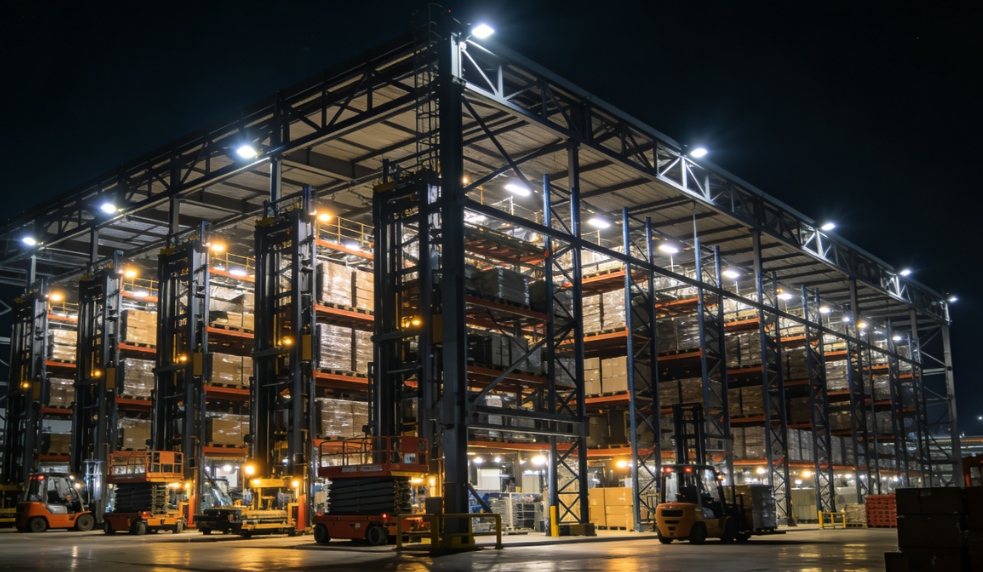 Entrepôts automatisés de grande hauteur à structure métallique