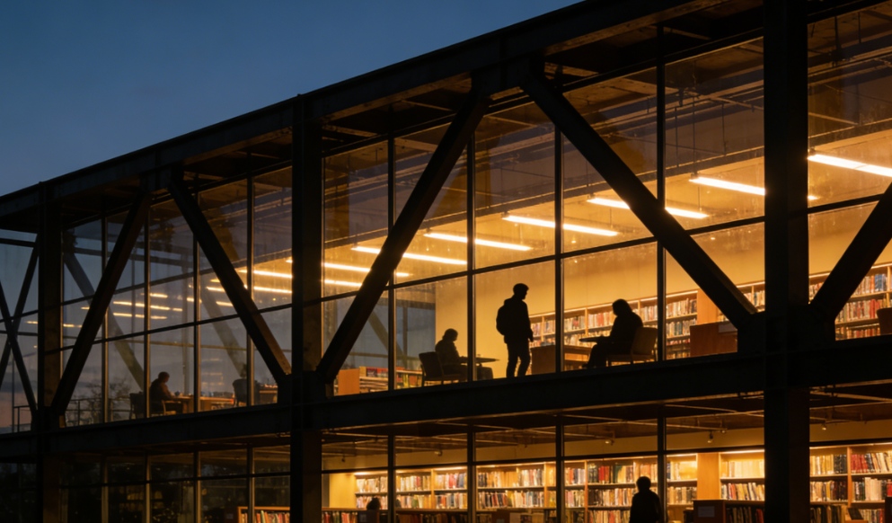 Salles de lecture à structure métallique