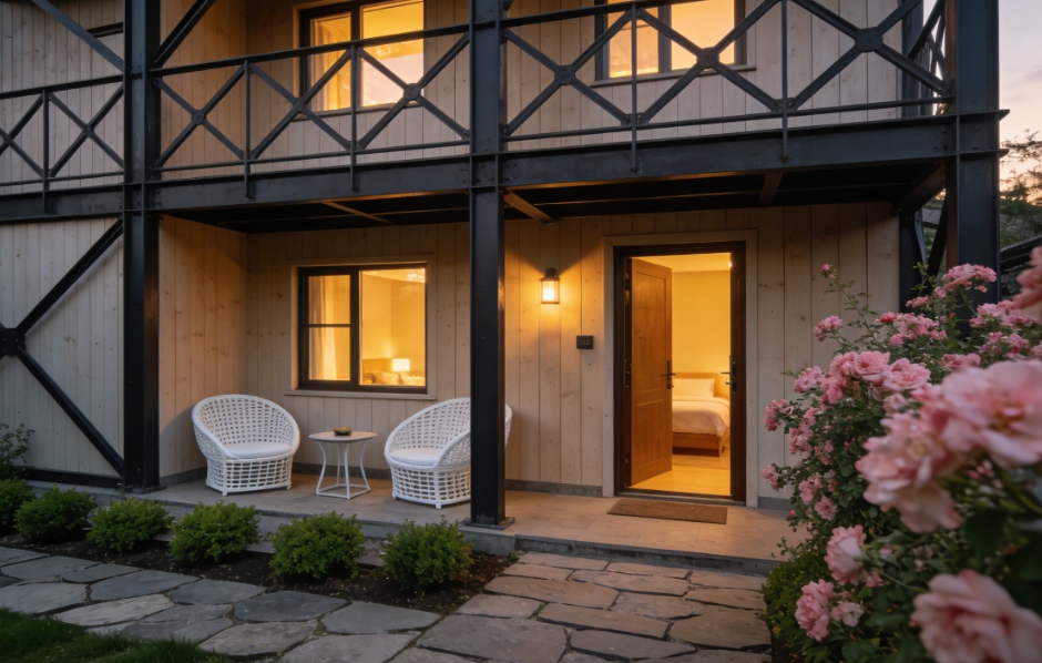 Stalen constructie vakantiehuisjes