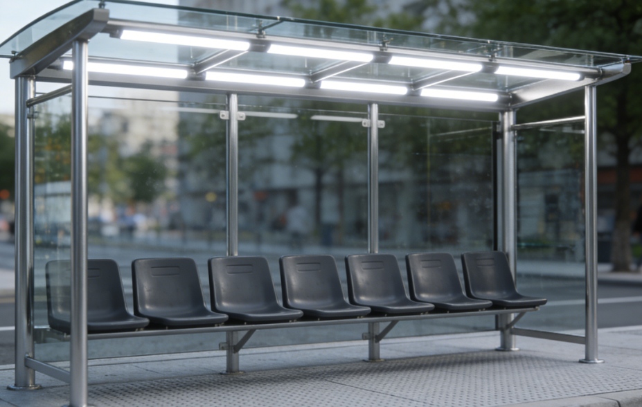 Bushalte met stalen constructie