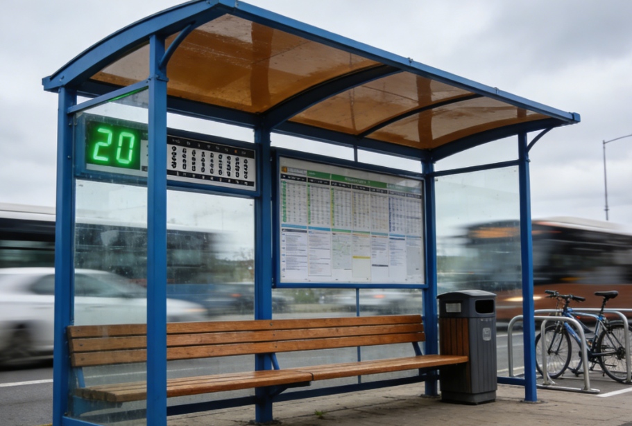 Bushalte met stalen constructie