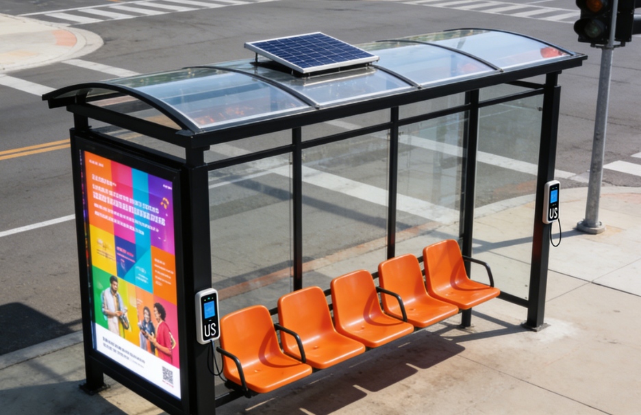 Bushalte met stalen constructie