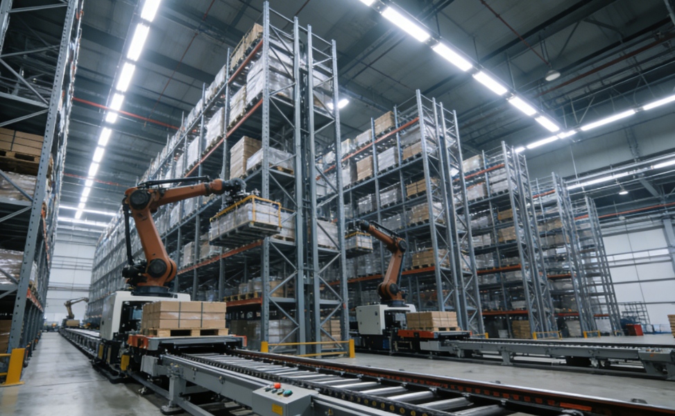 Entrepôts automatisés de grande hauteur à structure métallique