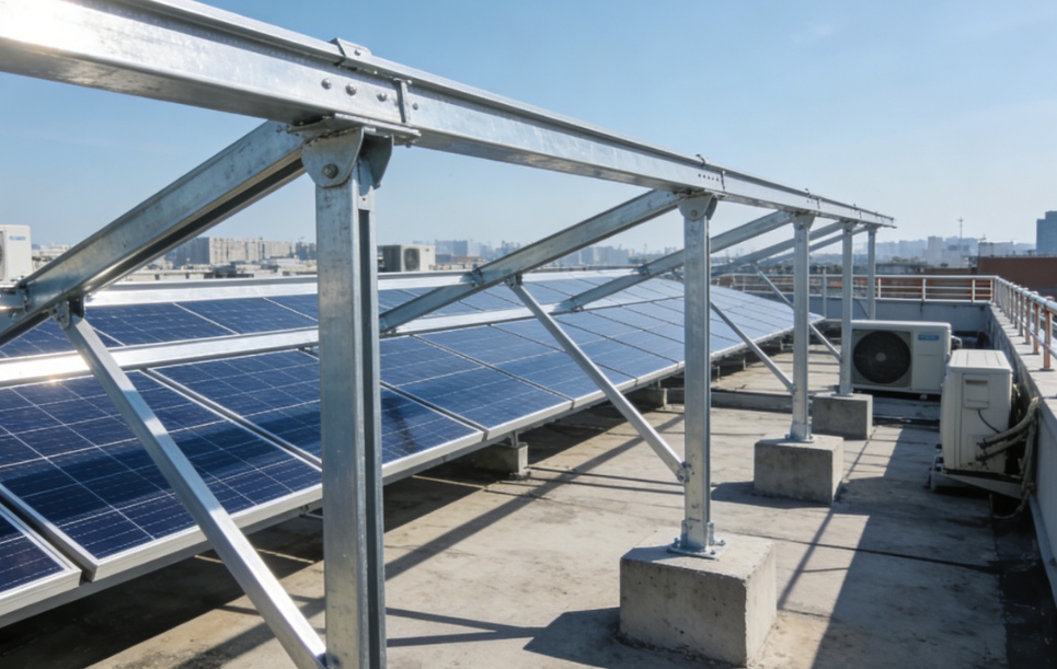 Montagesysteem voor fotovoltaïsche (PV) panelen met stalen constructie