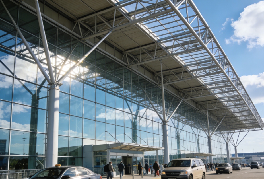 Terminalgebäude mit Stahlkonstruktion